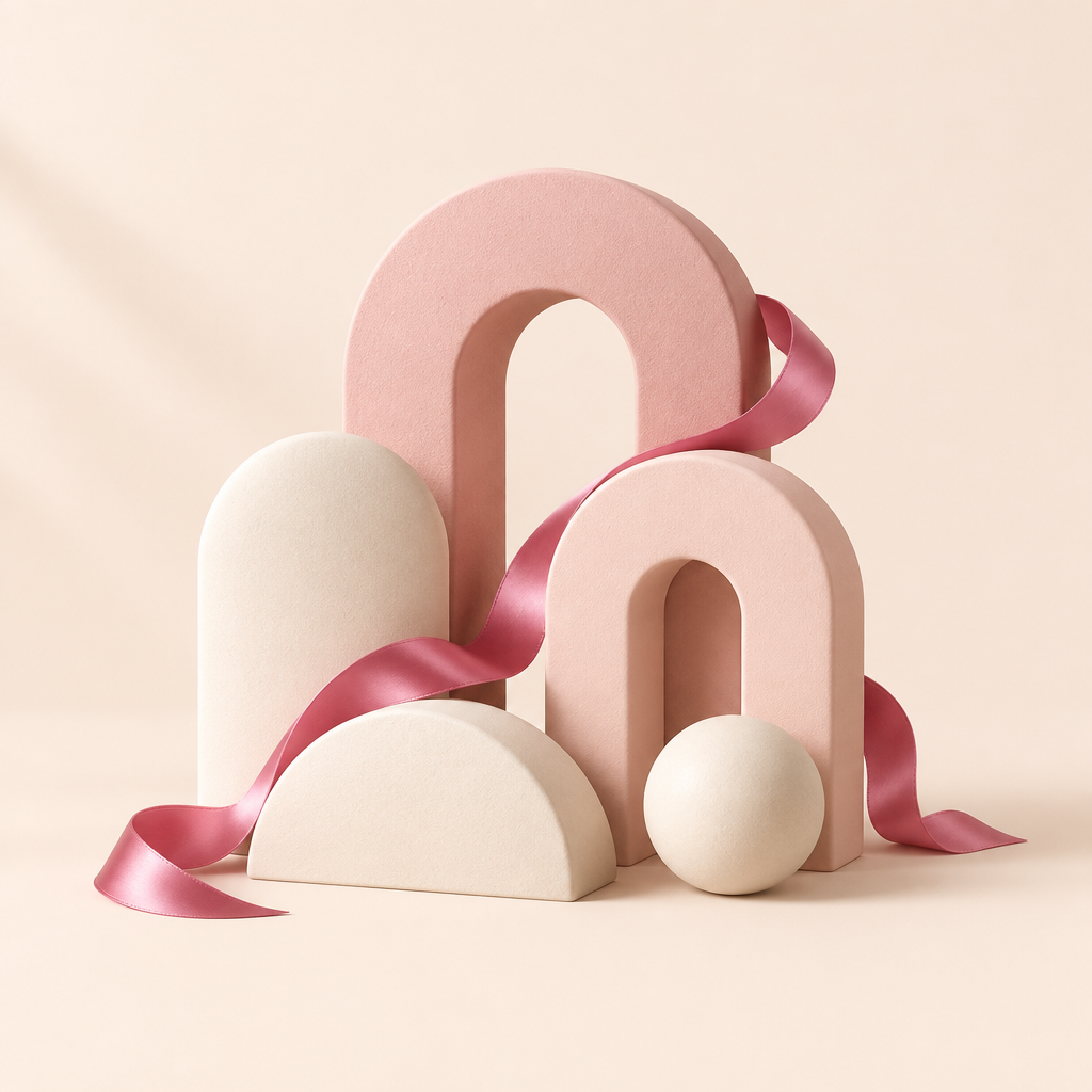 Text-free abstract collection image in blush pink and warm cream